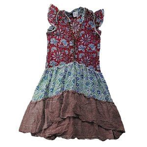 Joey Wolffer Reworked Women's XS/S Tiered Dress Patchwork Hi-Low Hem Ruffles